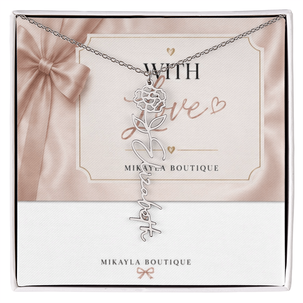 Delicate floral name necklace