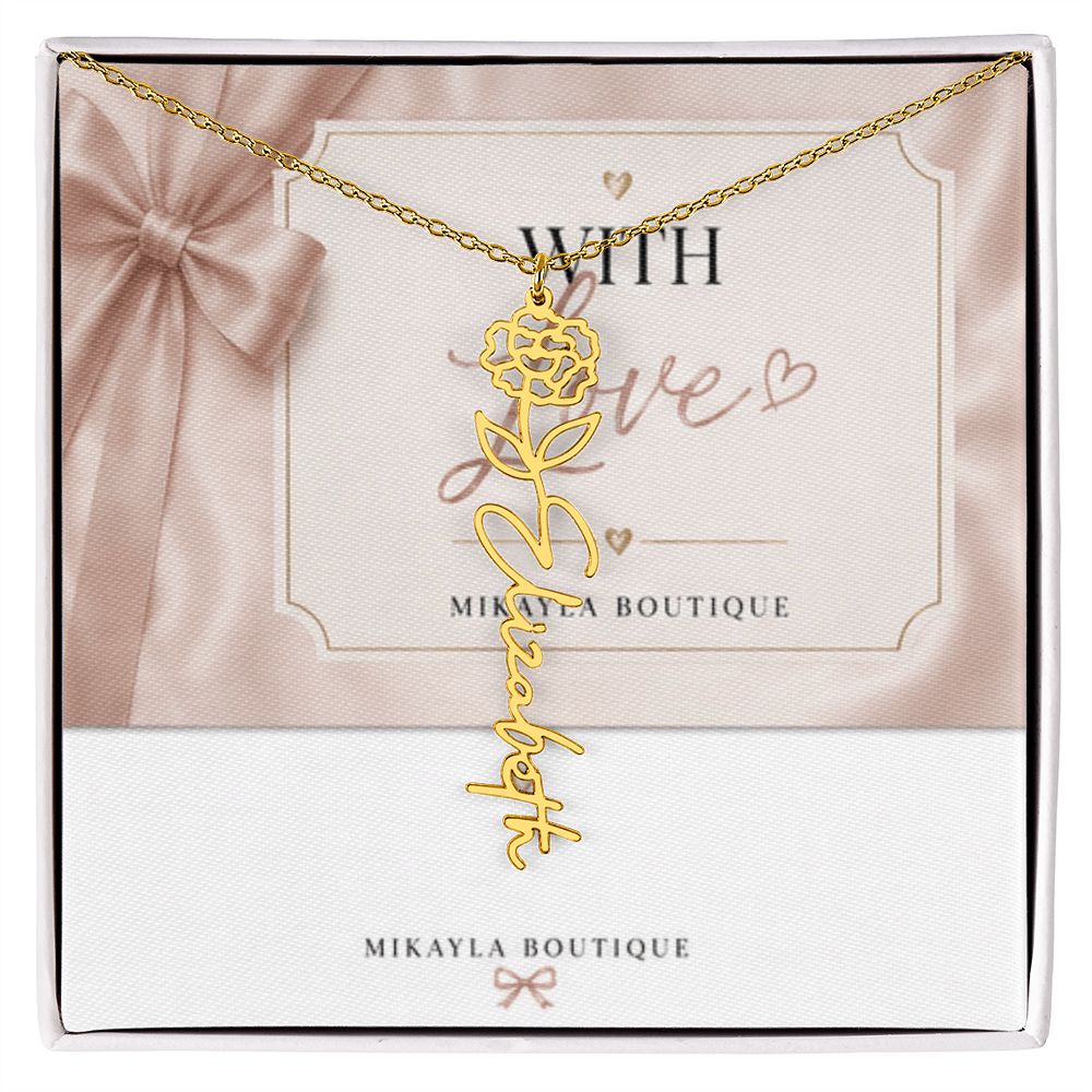 Delicate floral name necklace