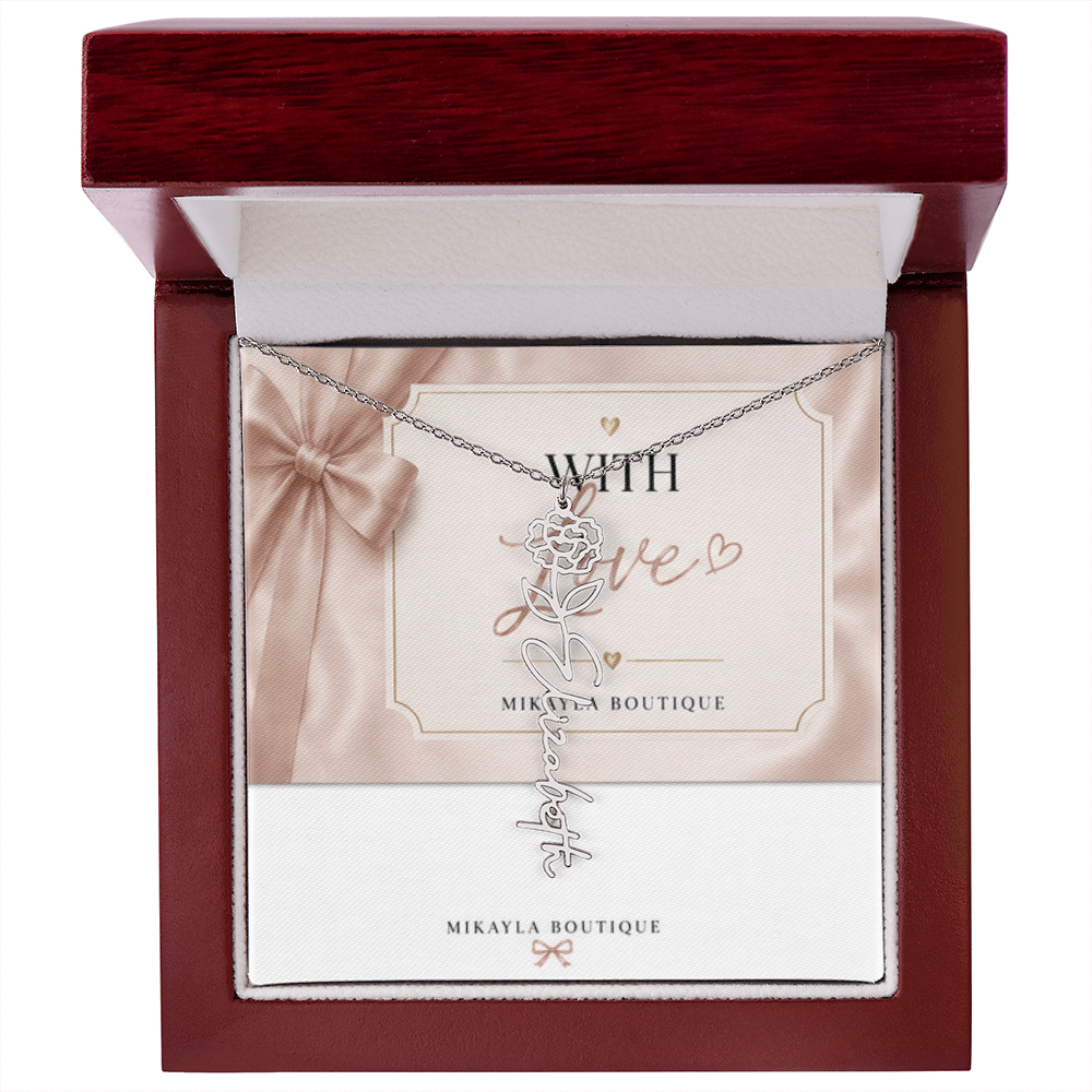 Delicate floral name necklace