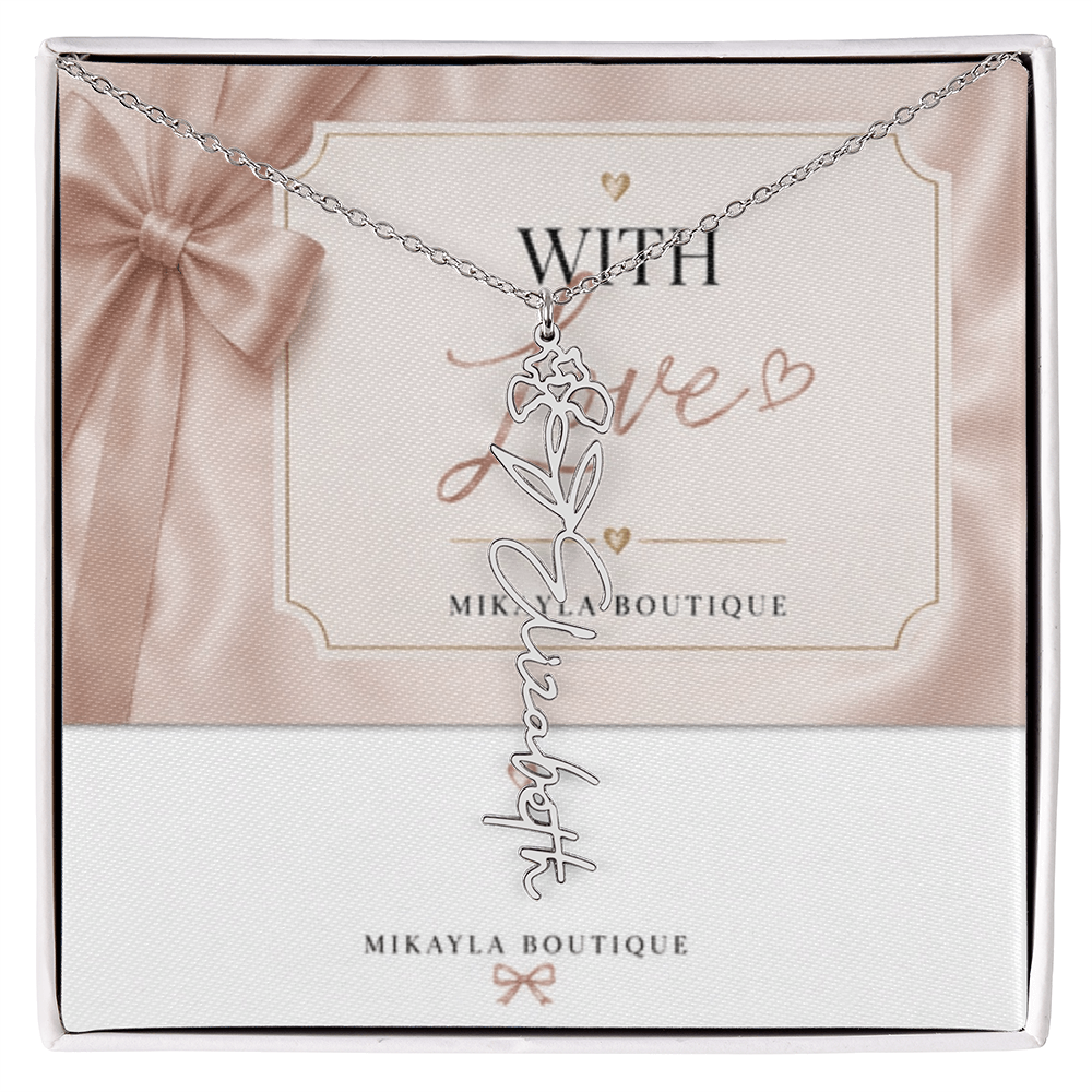 Delicate floral name necklace