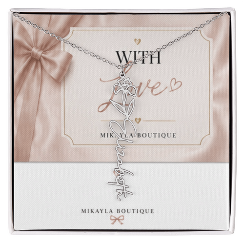 Delicate floral name necklace