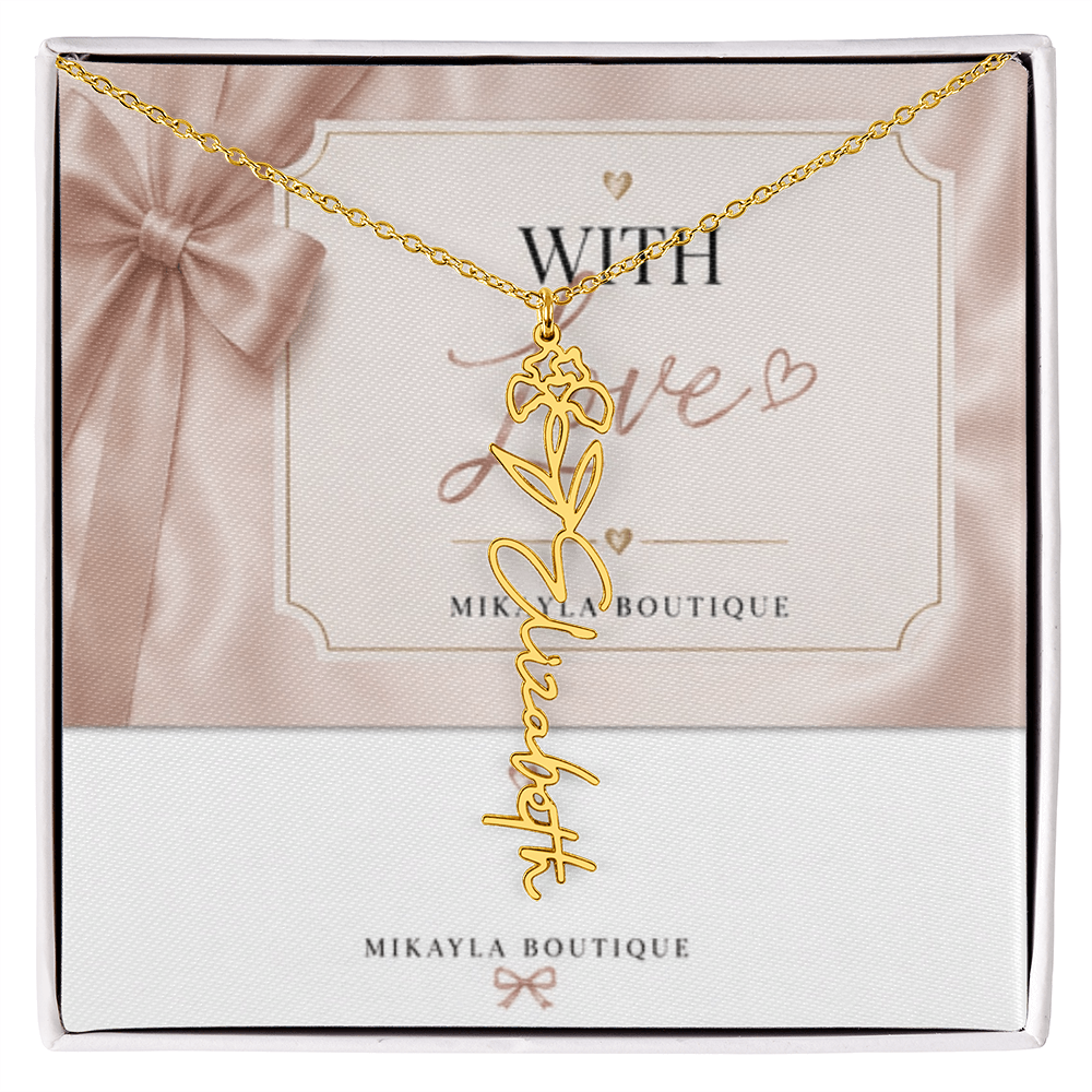 Delicate floral name necklace