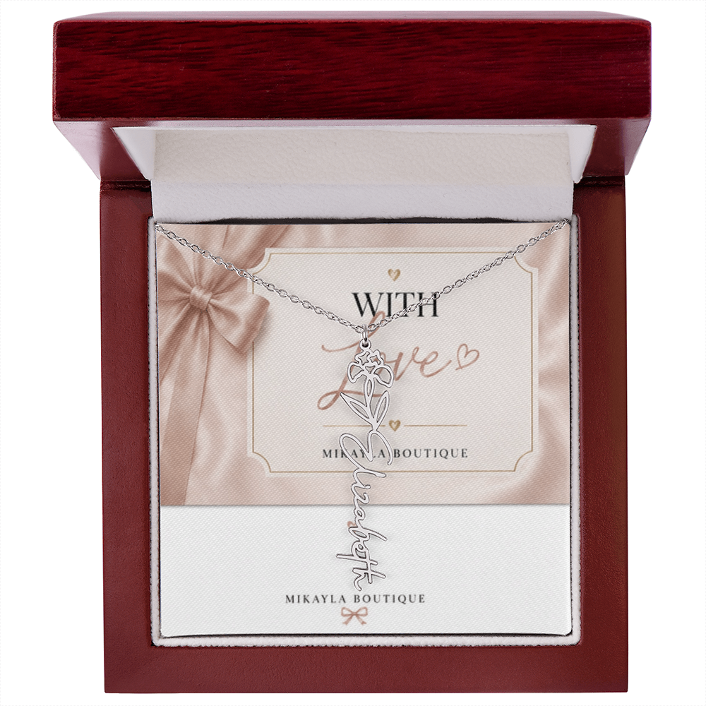 Delicate floral name necklace