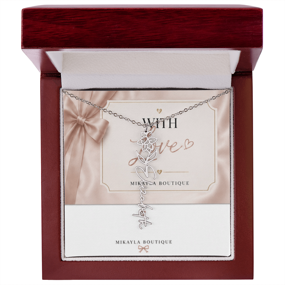 Delicate floral name necklace