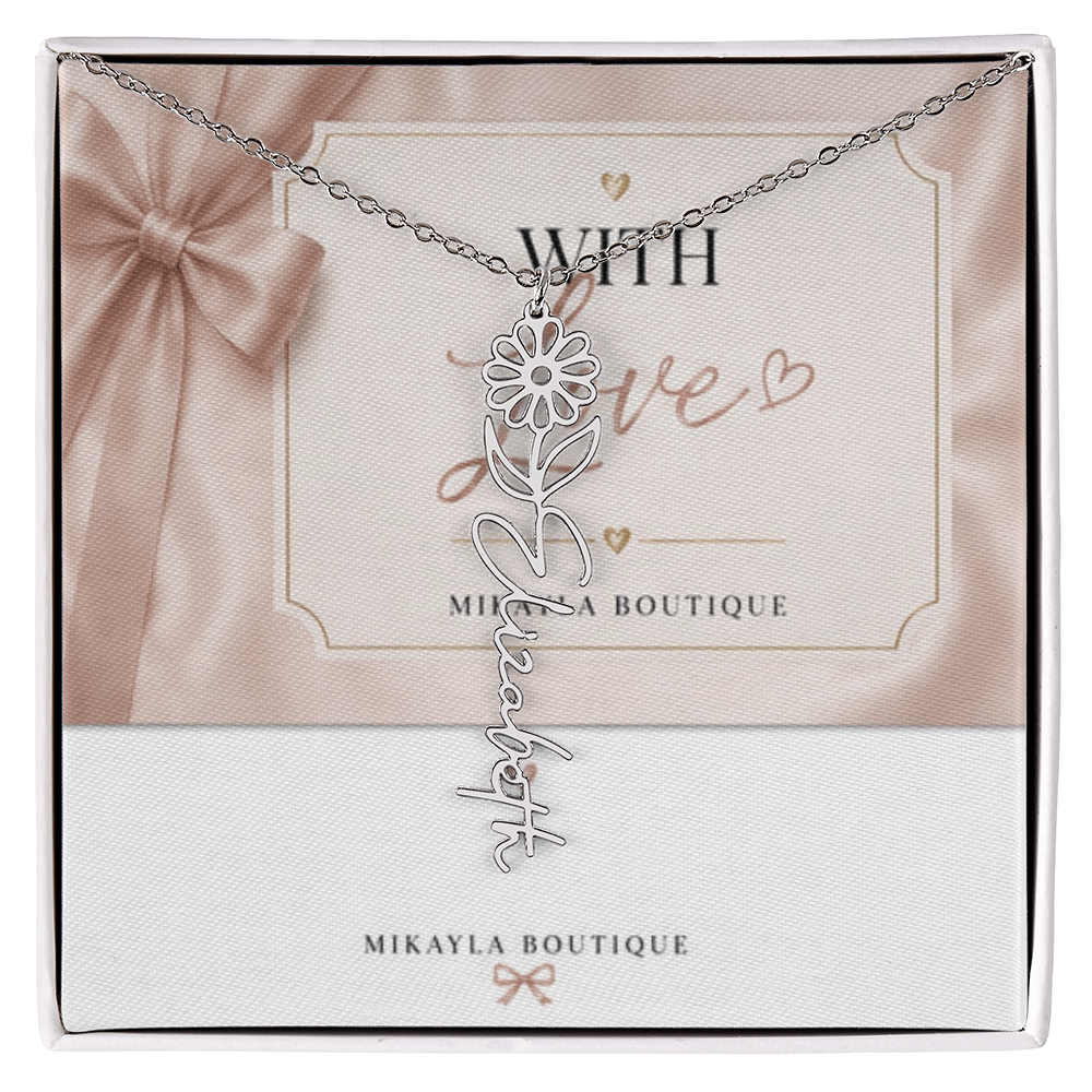 Delicate floral name necklace