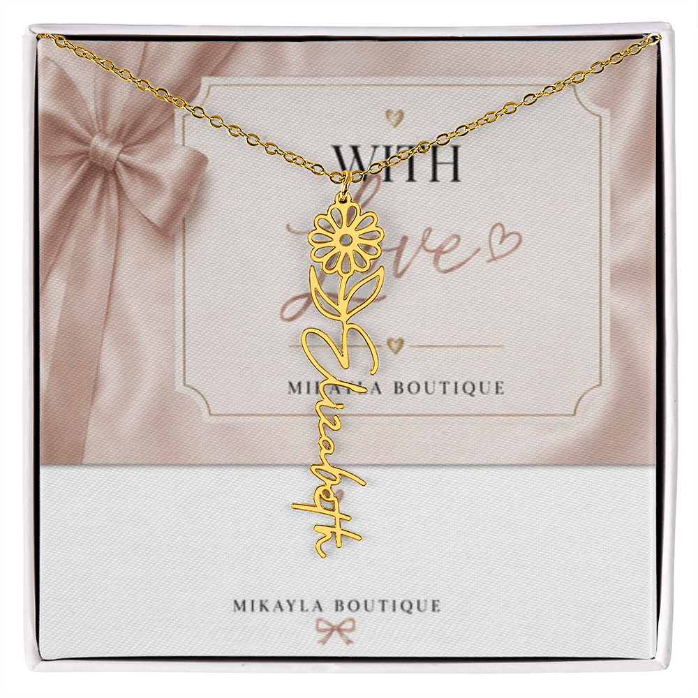 Delicate floral name necklace