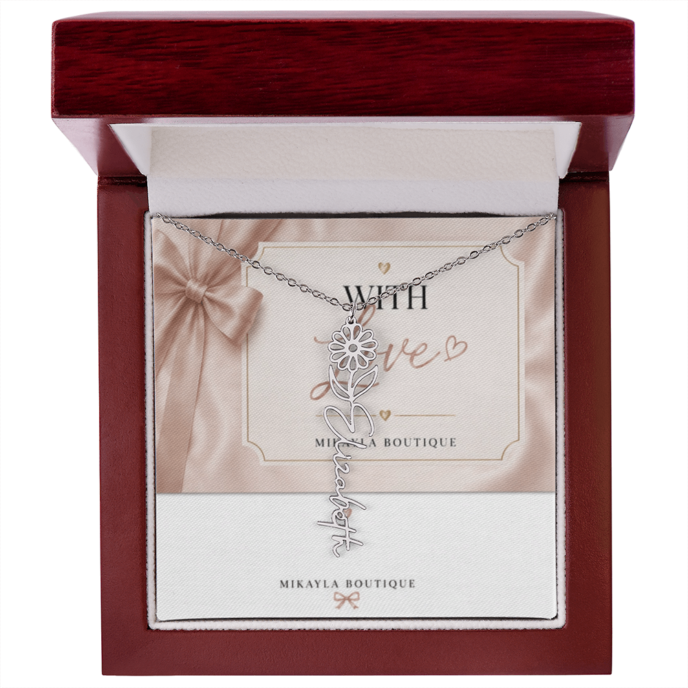 Delicate floral name necklace