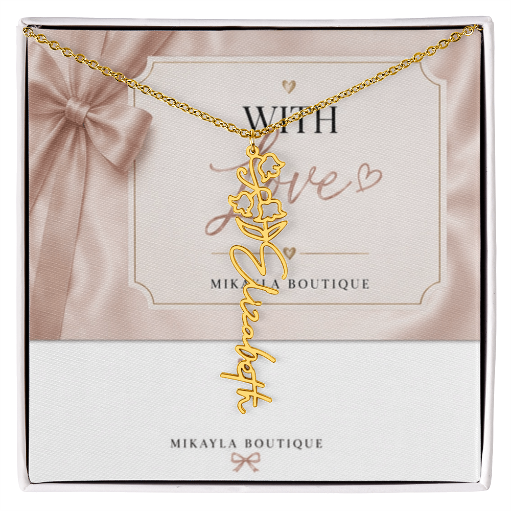 Delicate floral name necklace