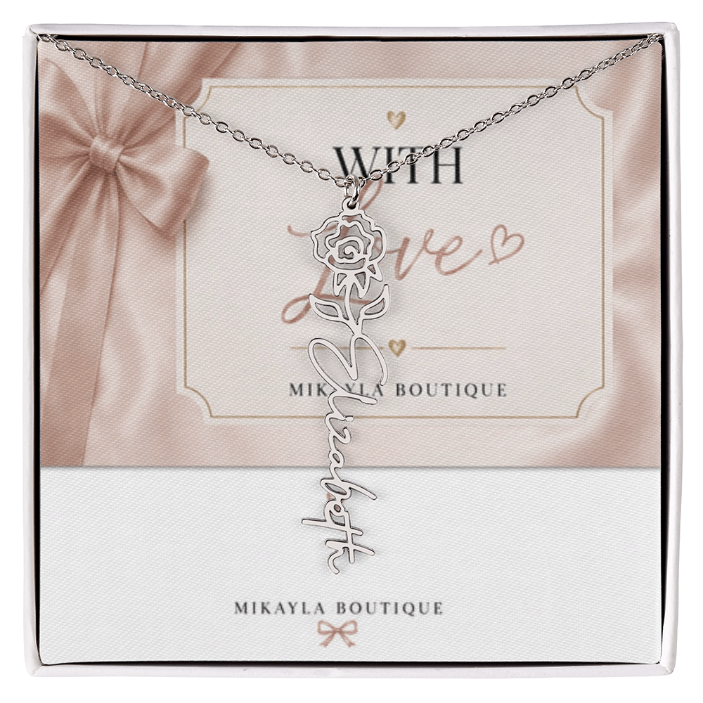 Delicate floral name necklace
