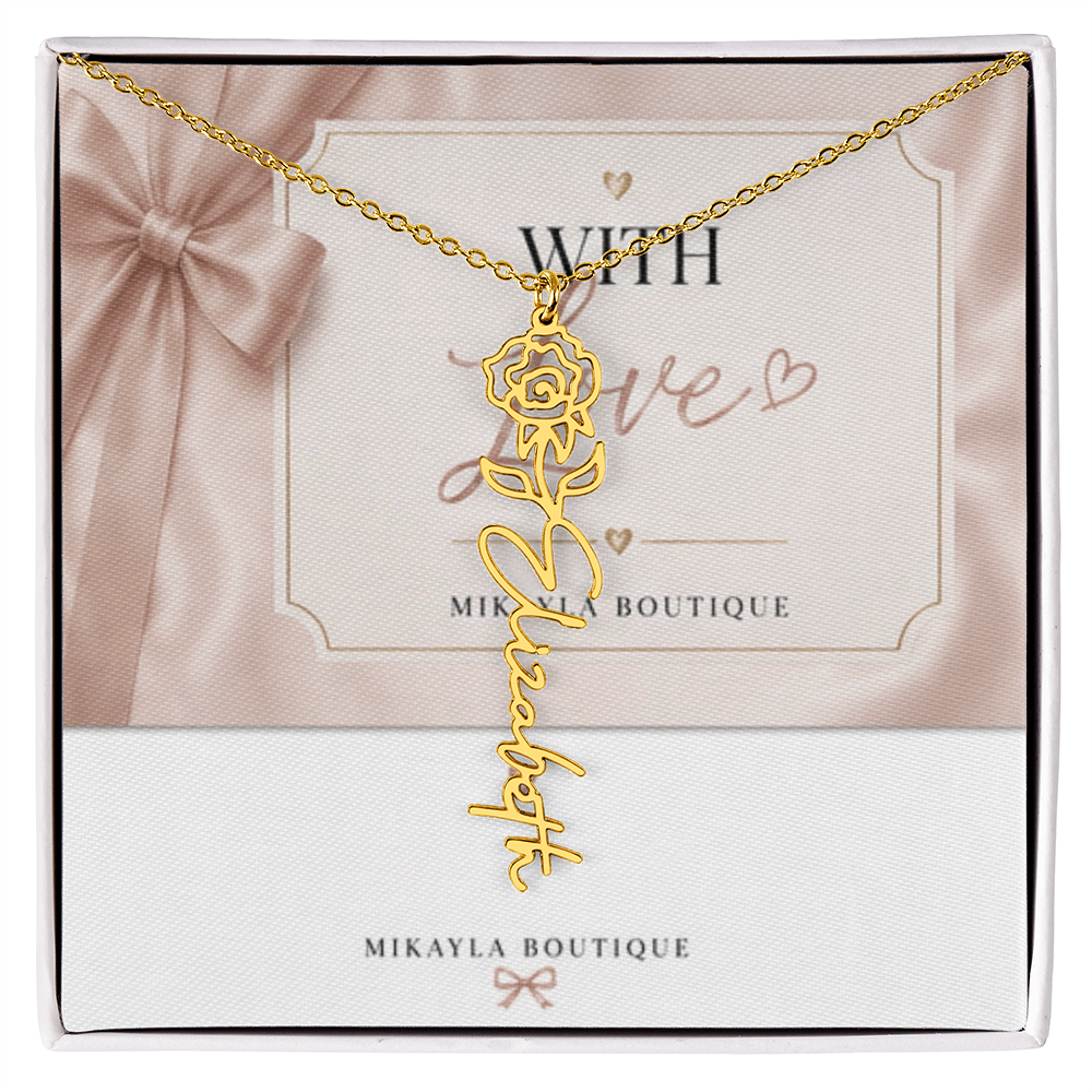Delicate floral name necklace