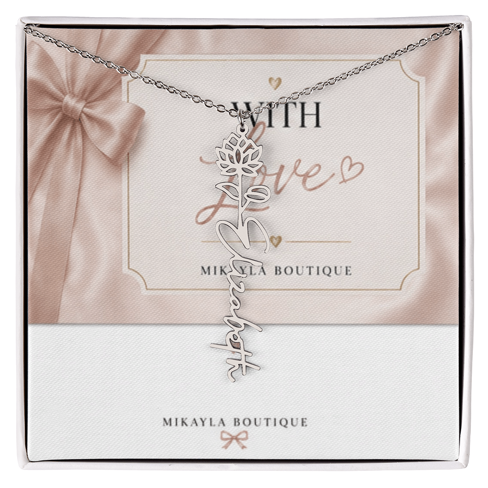 Delicate floral name necklace