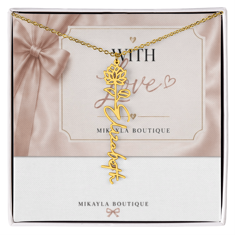 Delicate floral name necklace