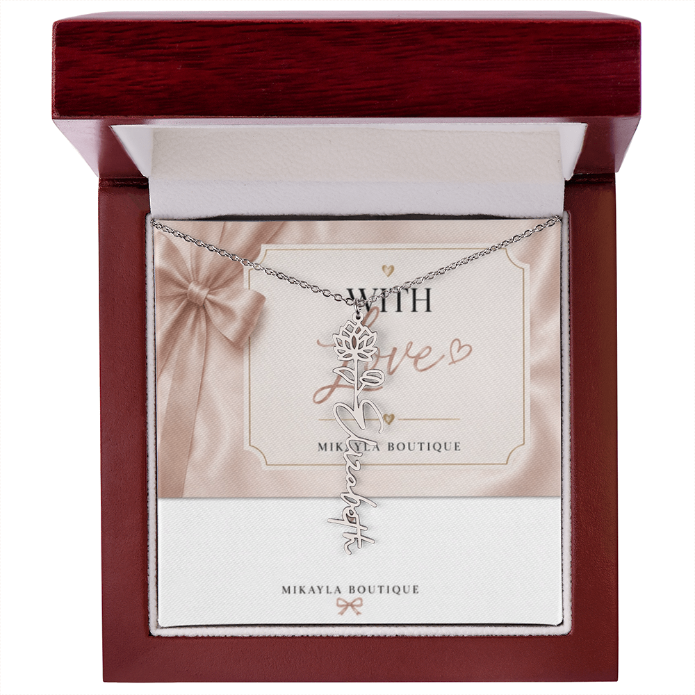 Delicate floral name necklace