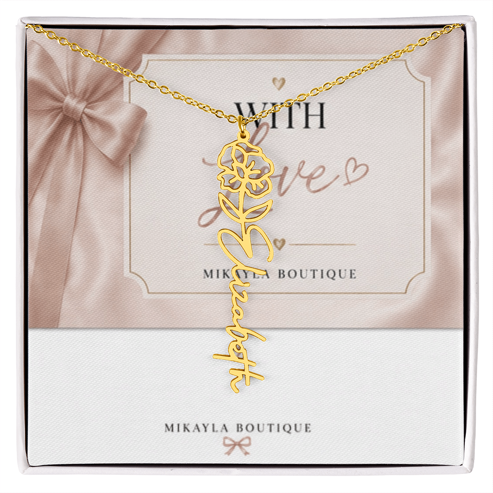 Delicate floral name necklace