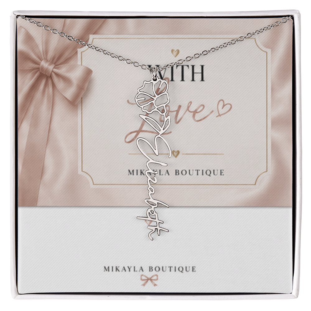 Delicate floral name necklace