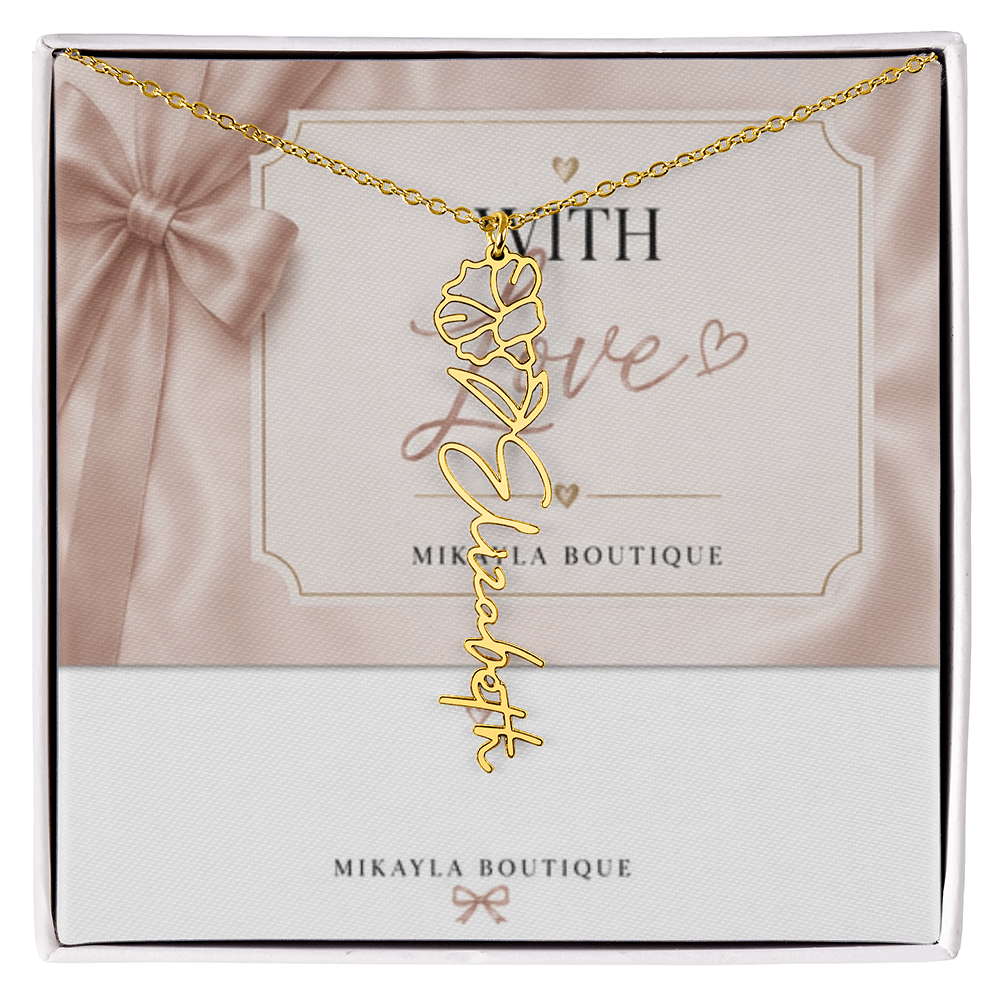Delicate floral name necklace