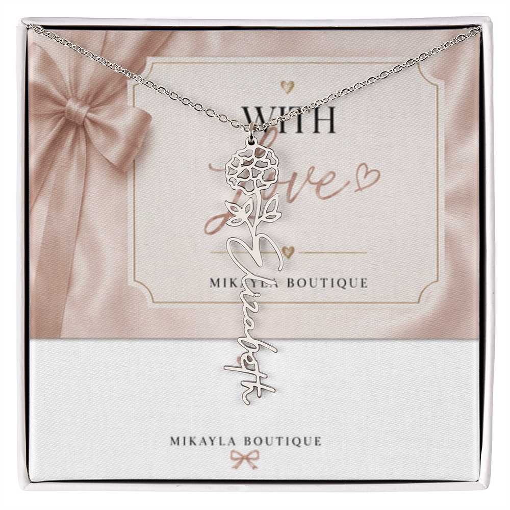 Delicate floral name necklace