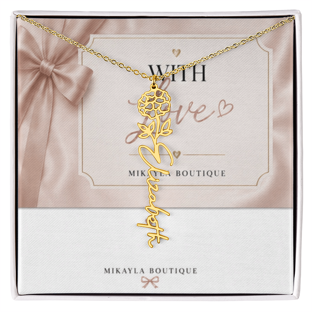 Delicate floral name necklace