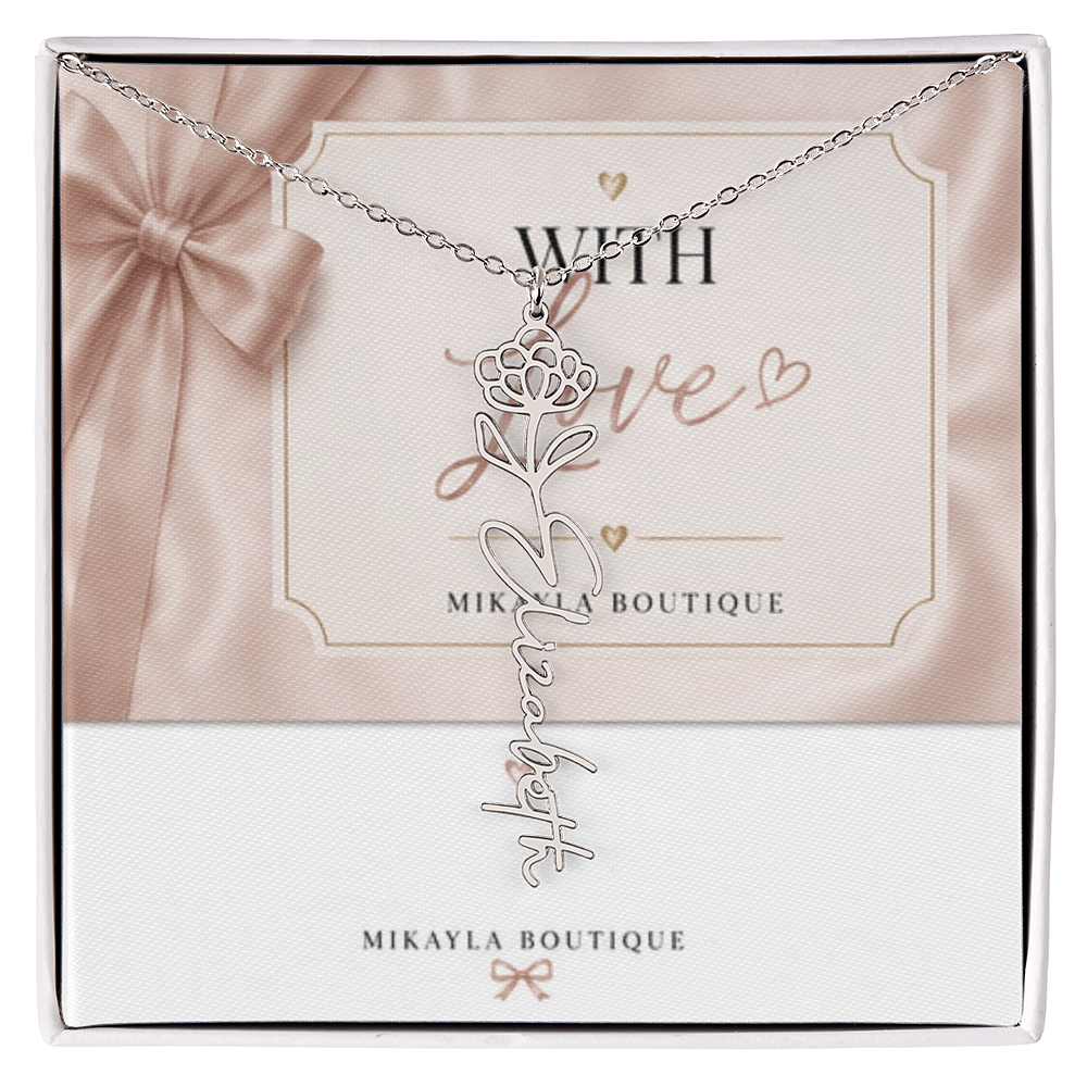 Delicate floral name necklace