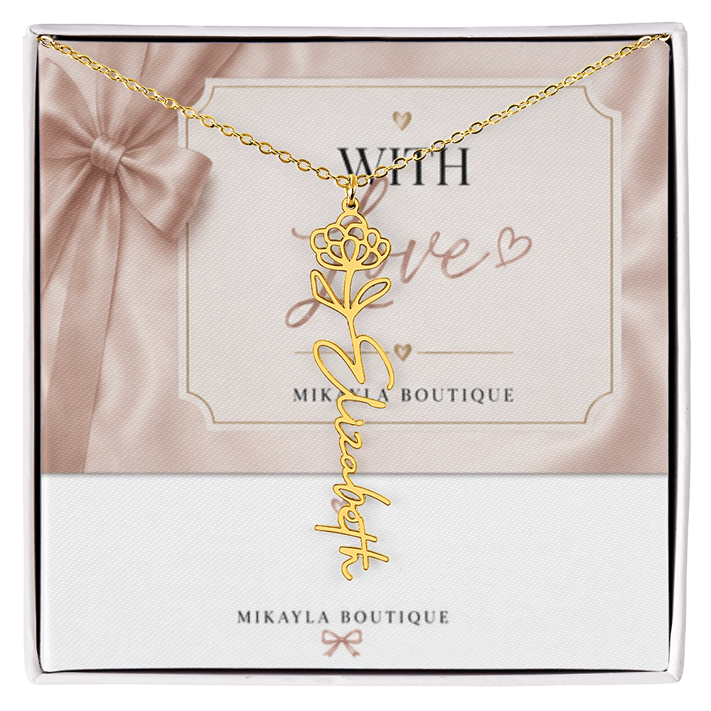Delicate floral name necklace