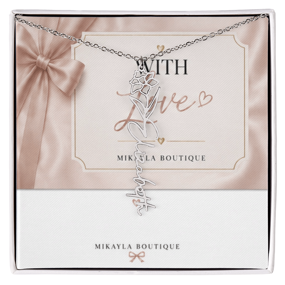 Delicate floral name necklace