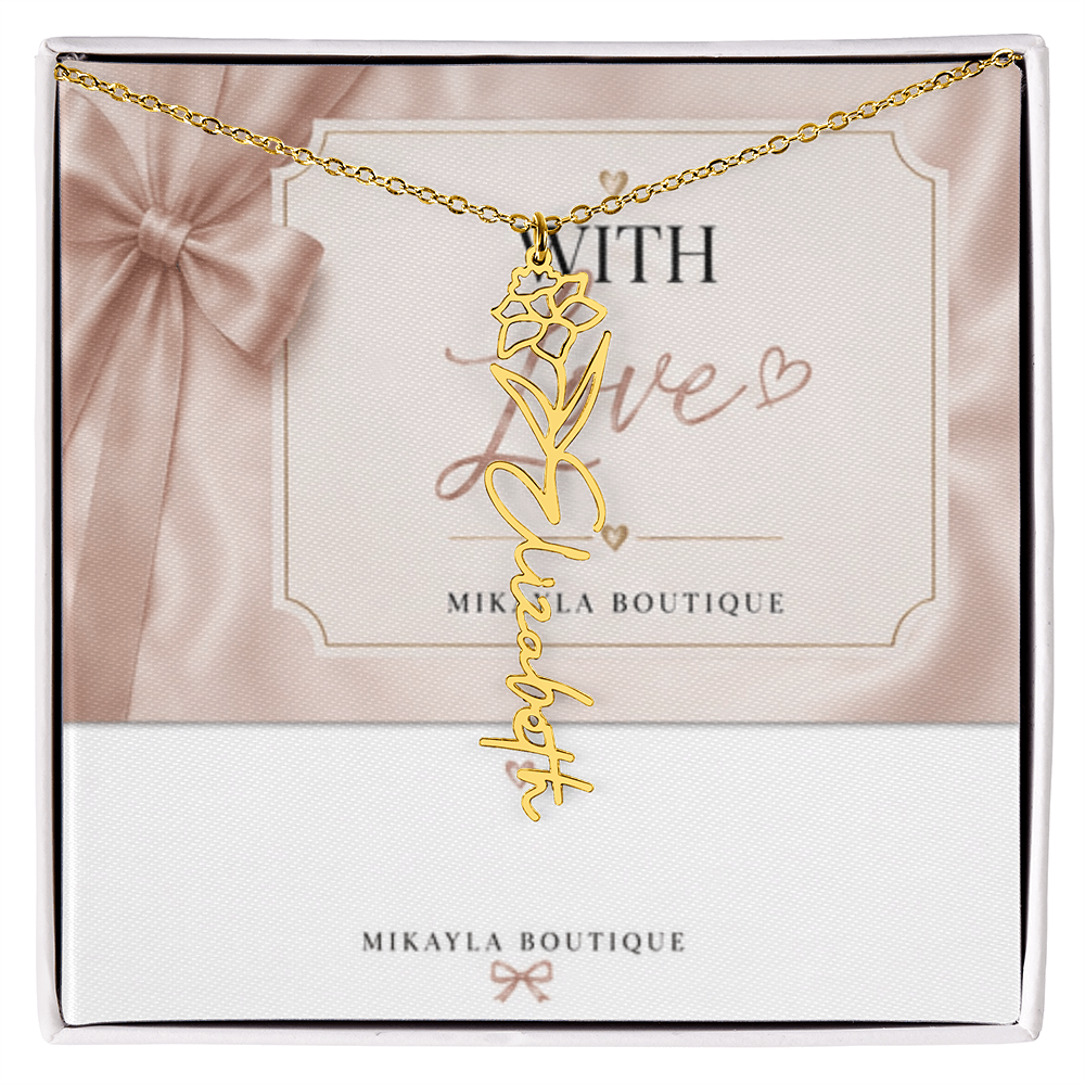 Delicate floral name necklace